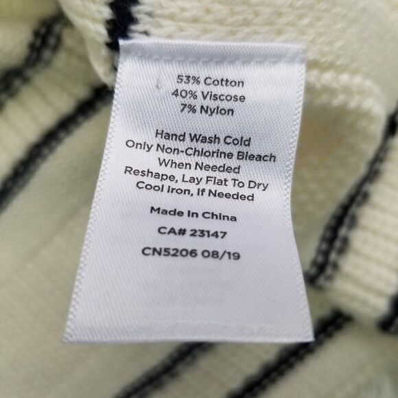 Talbots Women's Sweater Shawl Size M/L Poncho Knit Cape Fringe Blue White - Picture 9 of 9